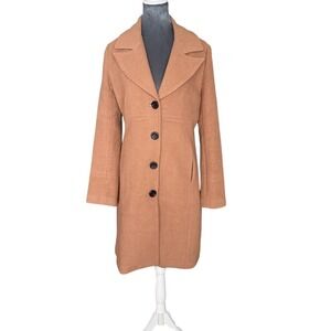 BGSD Wool Blend Coat Classic Button Front Tan  Coat Jacket Size S